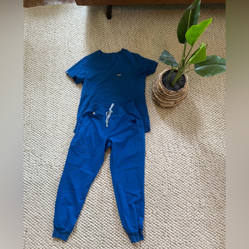 Figs Royal Blue Scrub Top